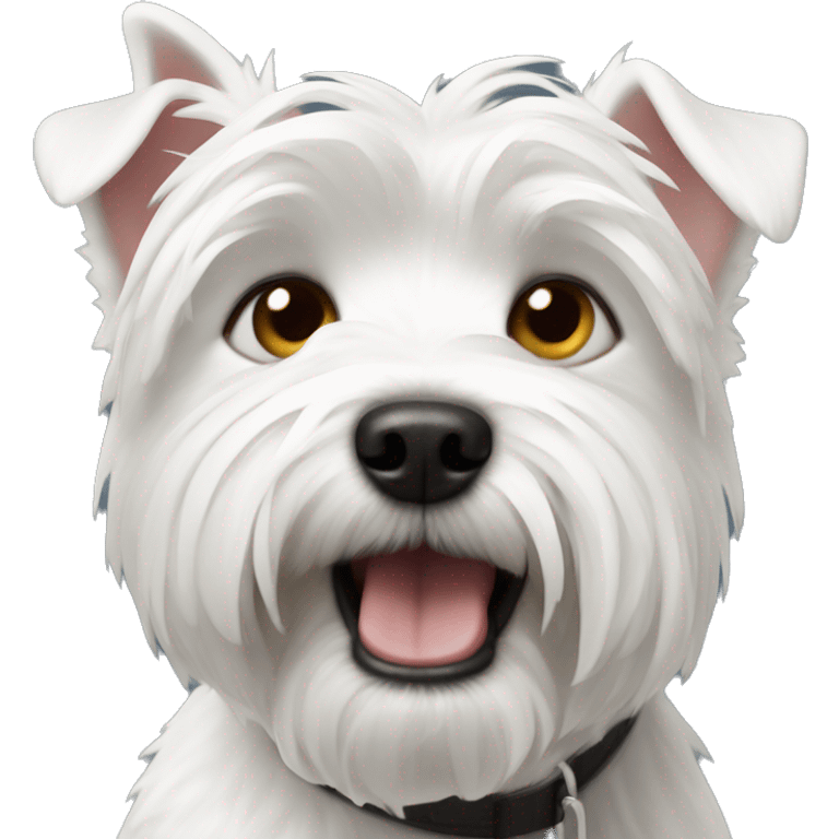 A Westie dog，confused emoji