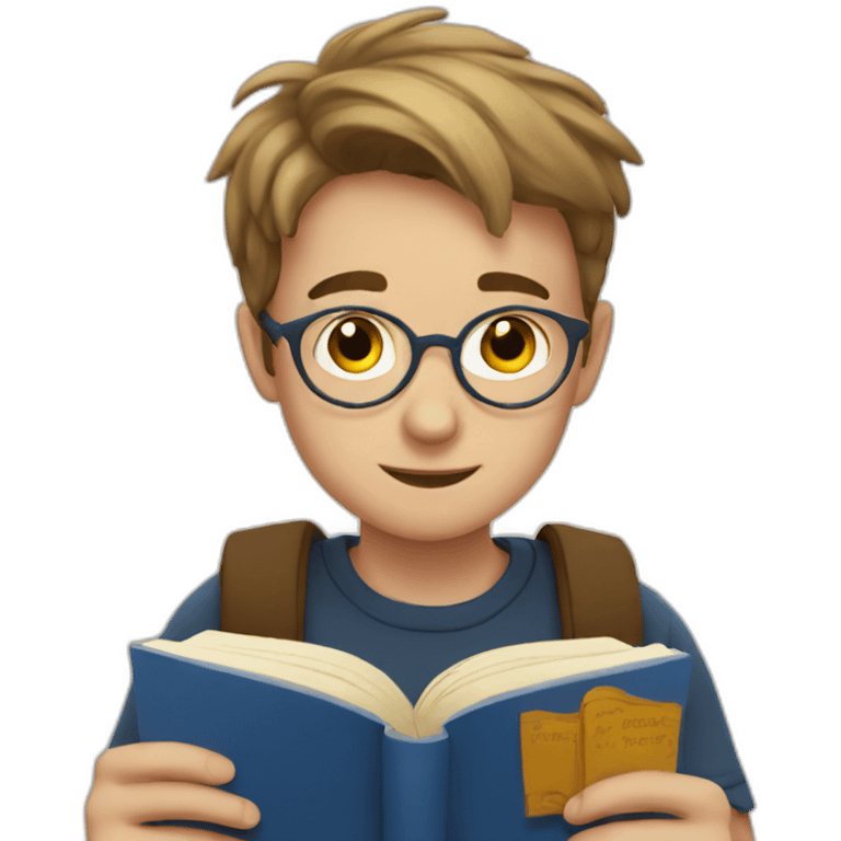 european boy reads a book emoji