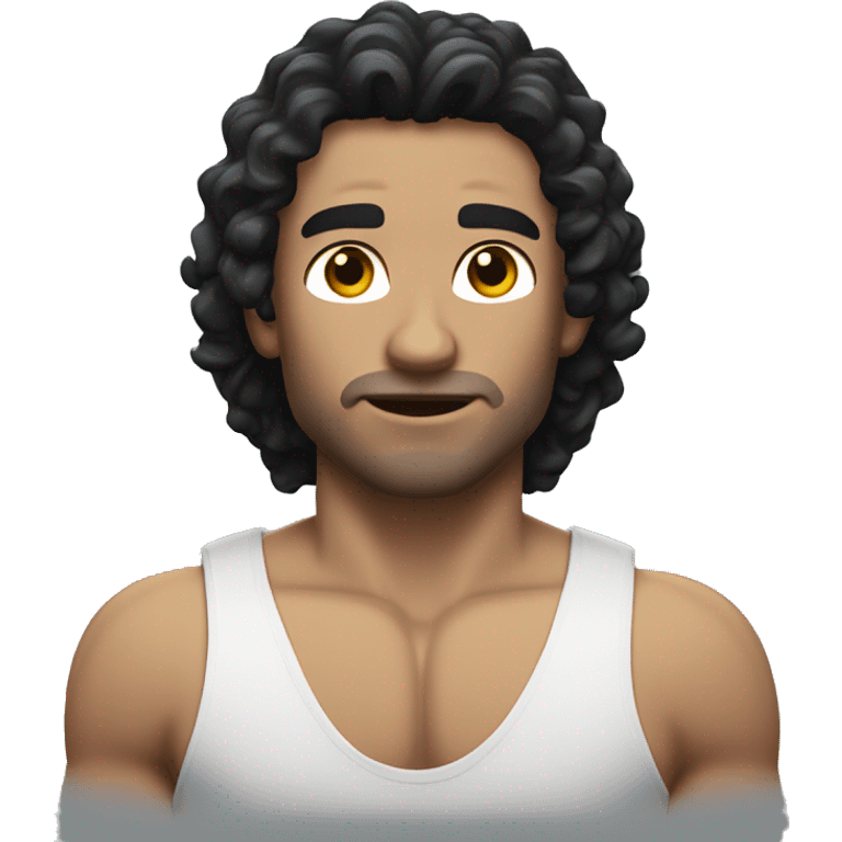 muscle curly long black hair white man emoji