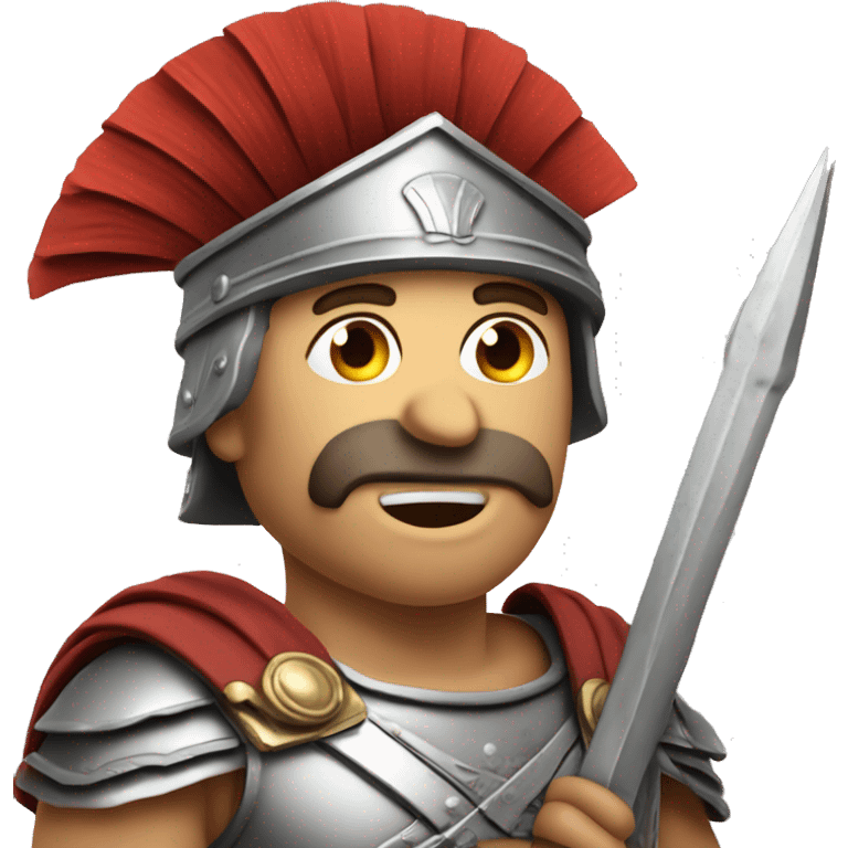 Bored Roman Soldier: A Roman soldier leaning on his spear, eyes half-closed and slightly yawning, showing how bored he is at a guard post or watch. emoji