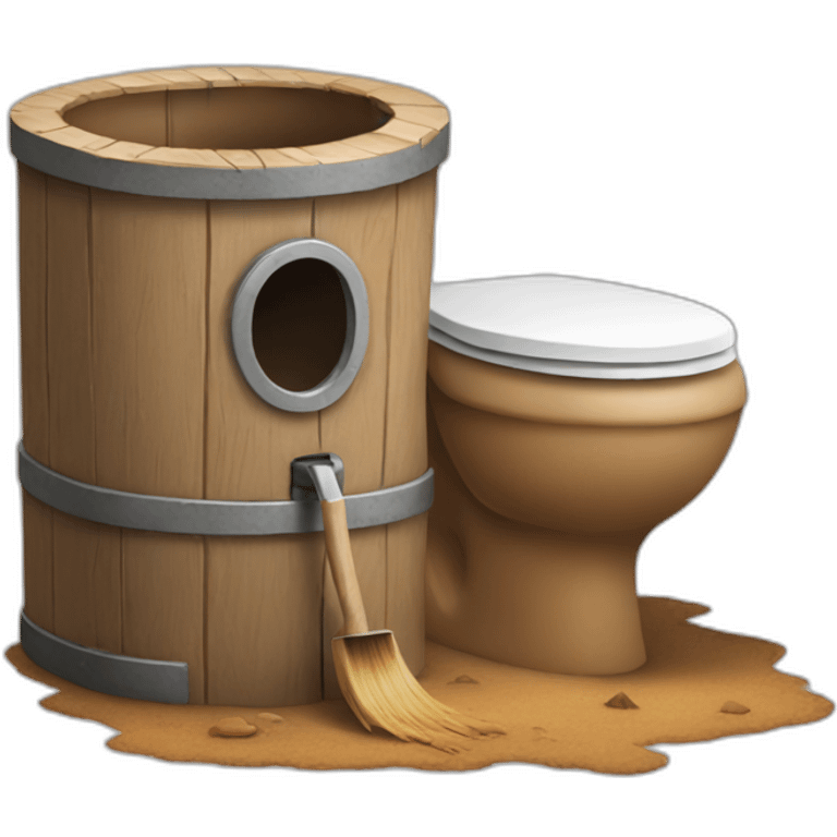 Pair of shorts digging a hole with a wooden toilet emoji