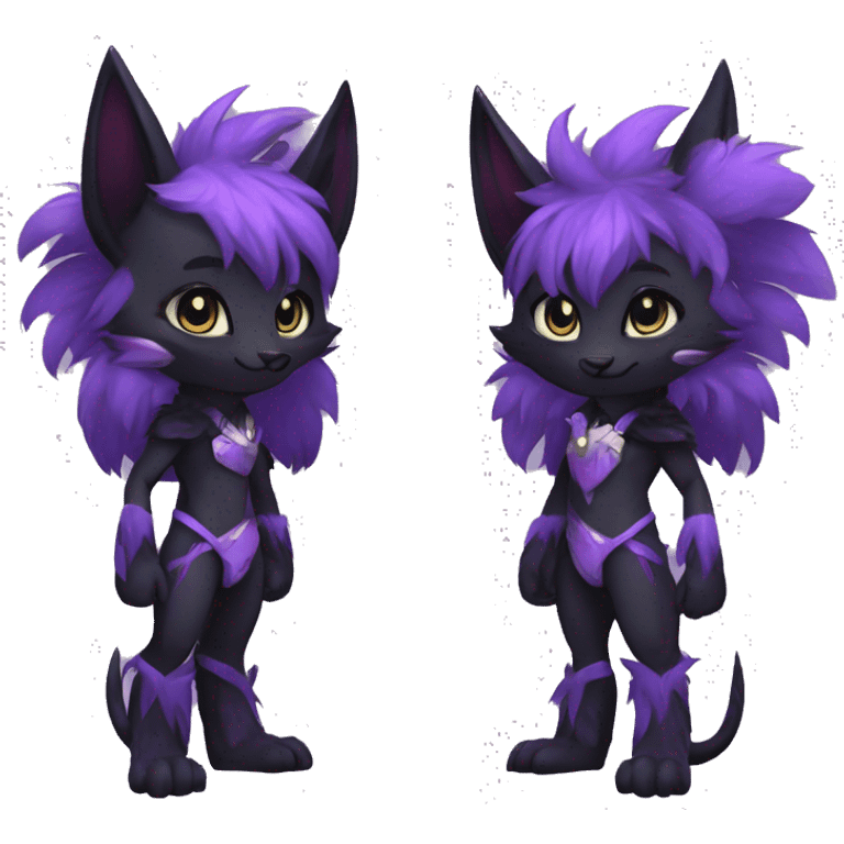 Anthro-Edgy-Cool-Black-Purple-Contrast-Colors-Fantasy-Fur-Sona-Chibi-Shiny-Fakémon-Hybrid full body emoji