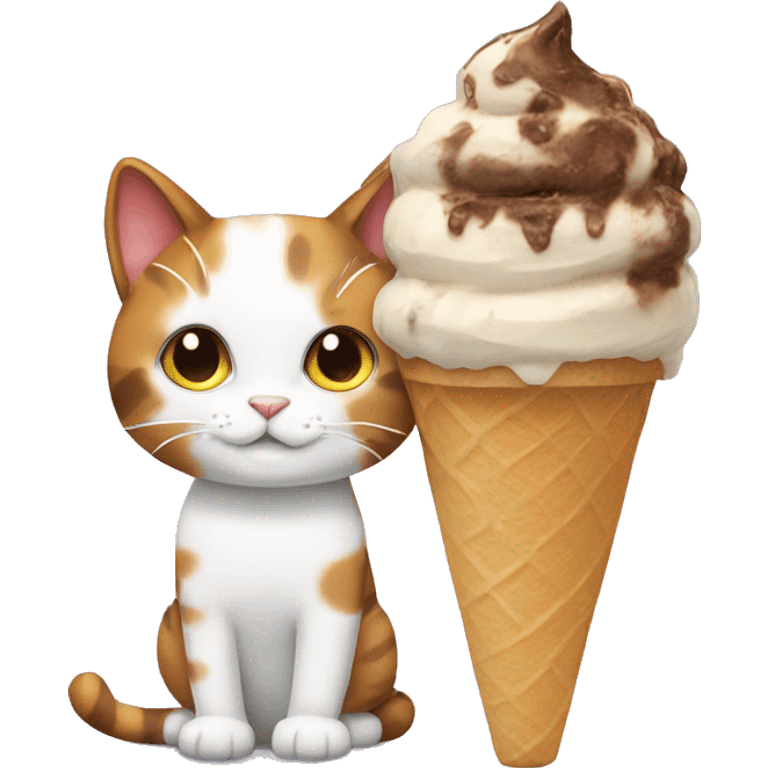 Icecream with calico cat emoji