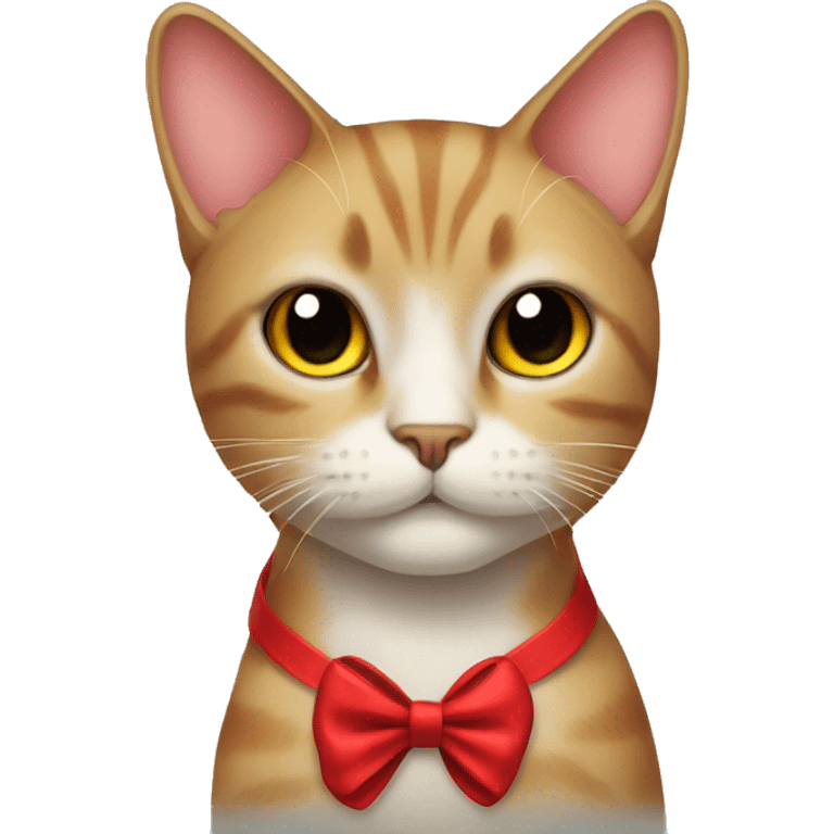 A cat with a red bow emoji