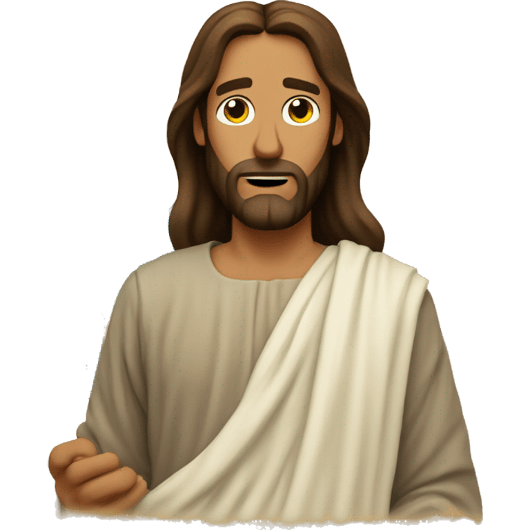 jesus with a confused face infront of the world emoji