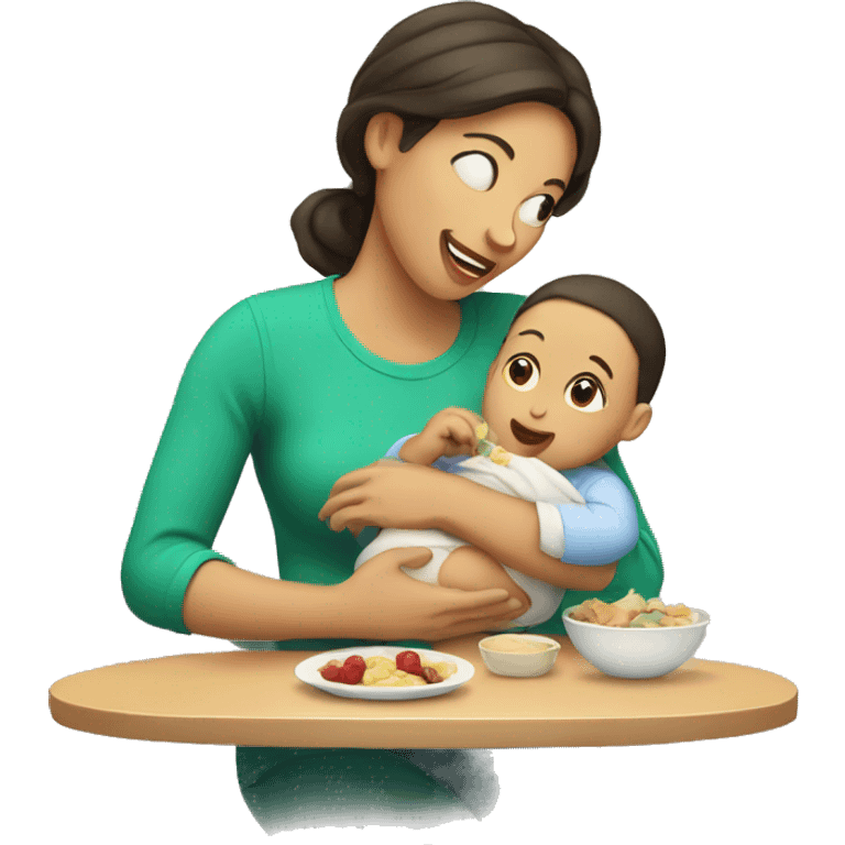 Mom with baby eating emoji