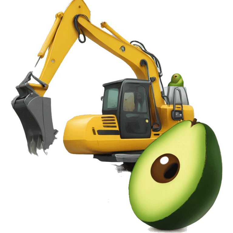 excavator with eyes and an Avocado emoji