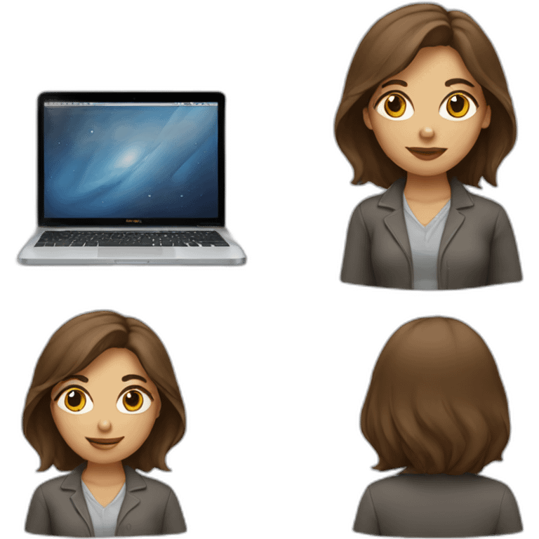 pretty programmer girl with brown hair working with MacBook emoji