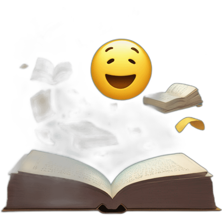 a fun book with flying letters emoji