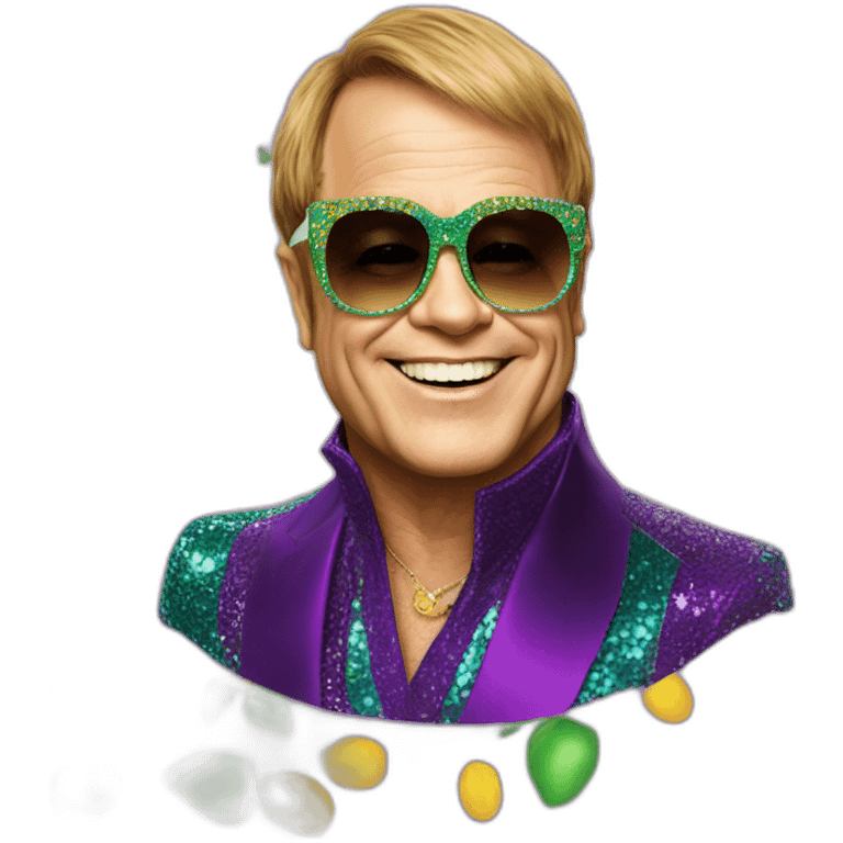 elton john in oversized square funky sunglasses for mardi gras emoji