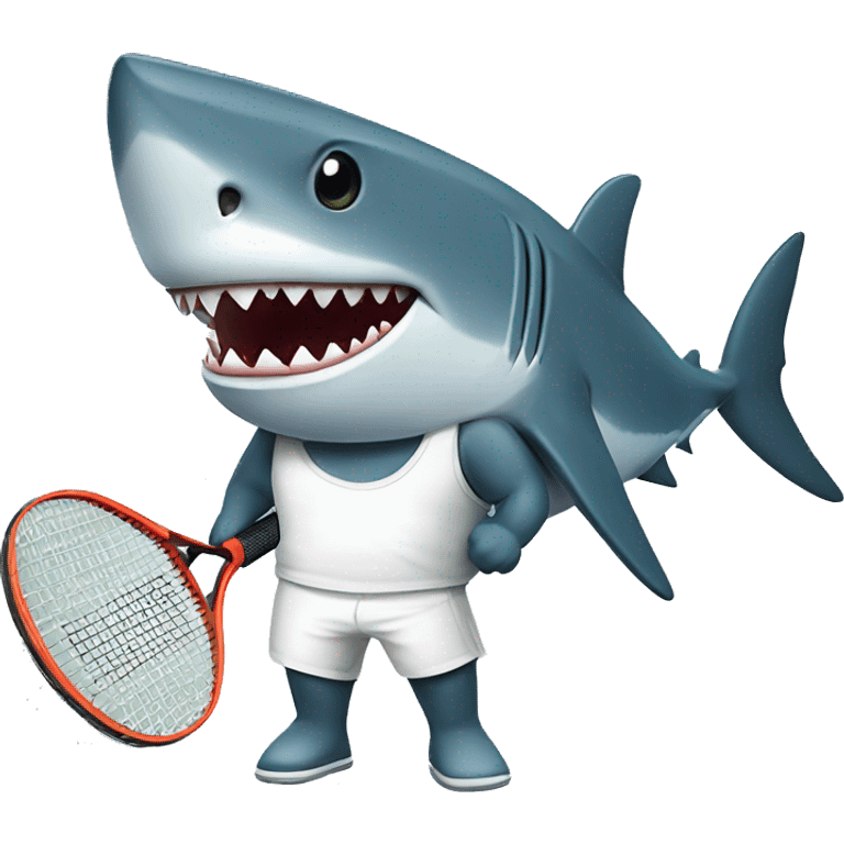 Shark with tanktop and tennis racquet emoji