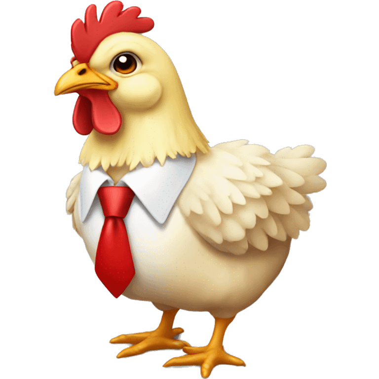 cute chicken wearing a red tie full body emoji