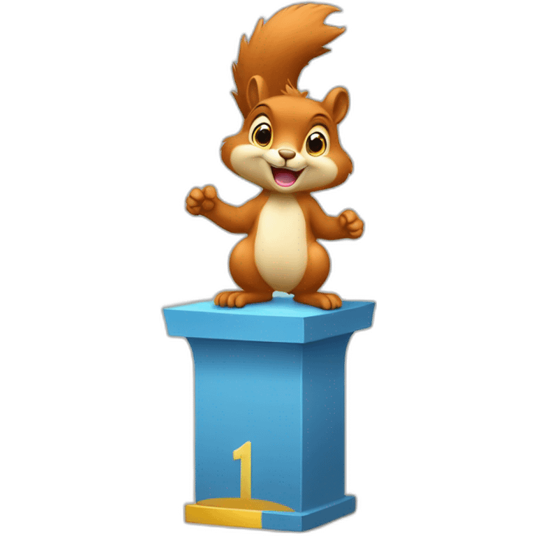 the squirrel stands on the prize podium taking first place emoji