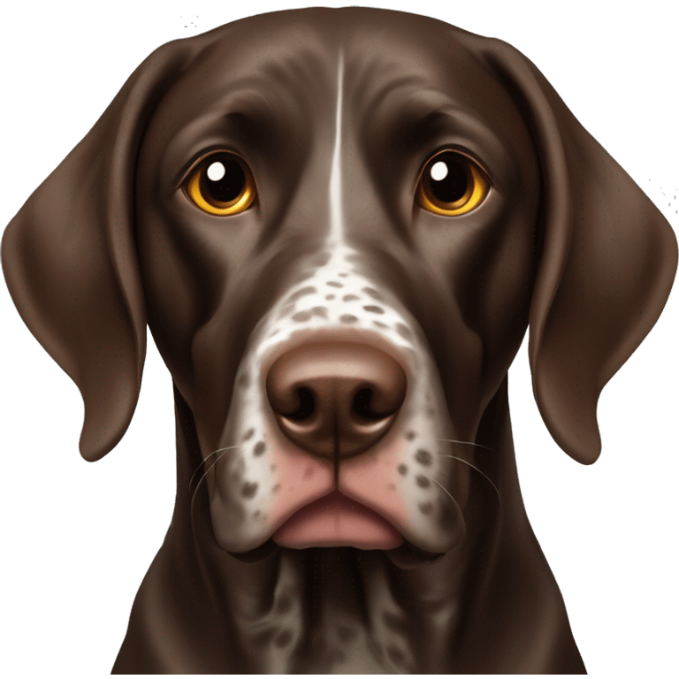 brown gsp dog French Pointer, dark brown roan with eyes, dark brown fur emoji