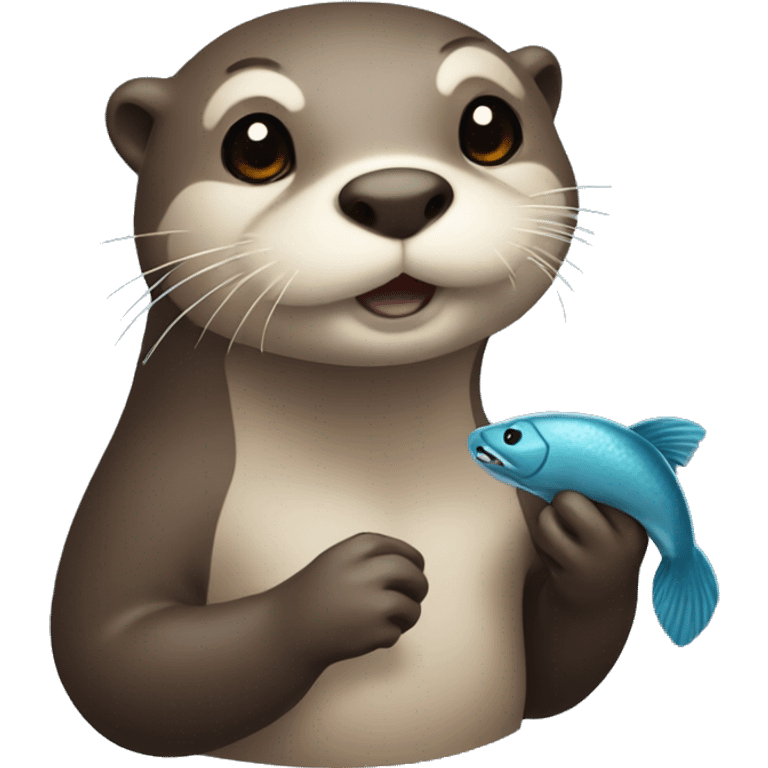 otter holding a fish emoji