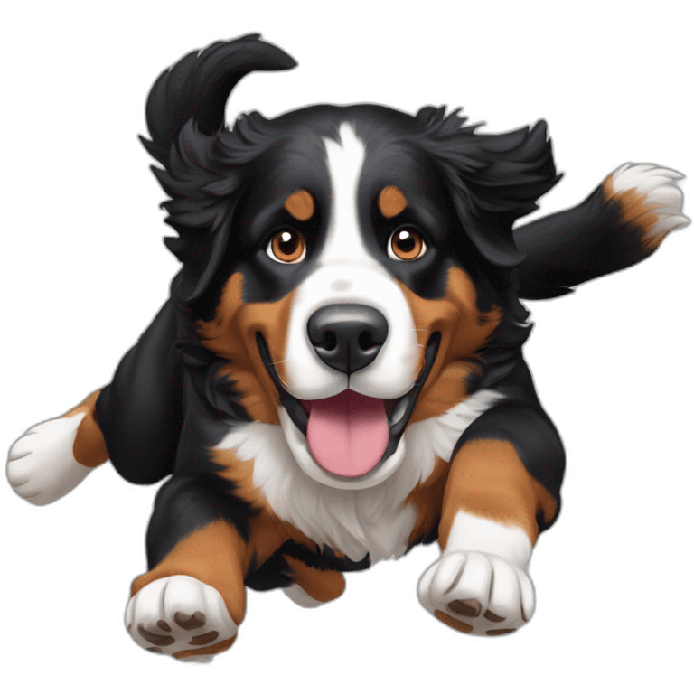 bernese mountain dog jumping between threes emoji