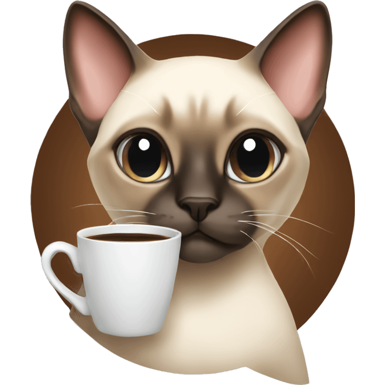 Siamese cat with coffee emoji