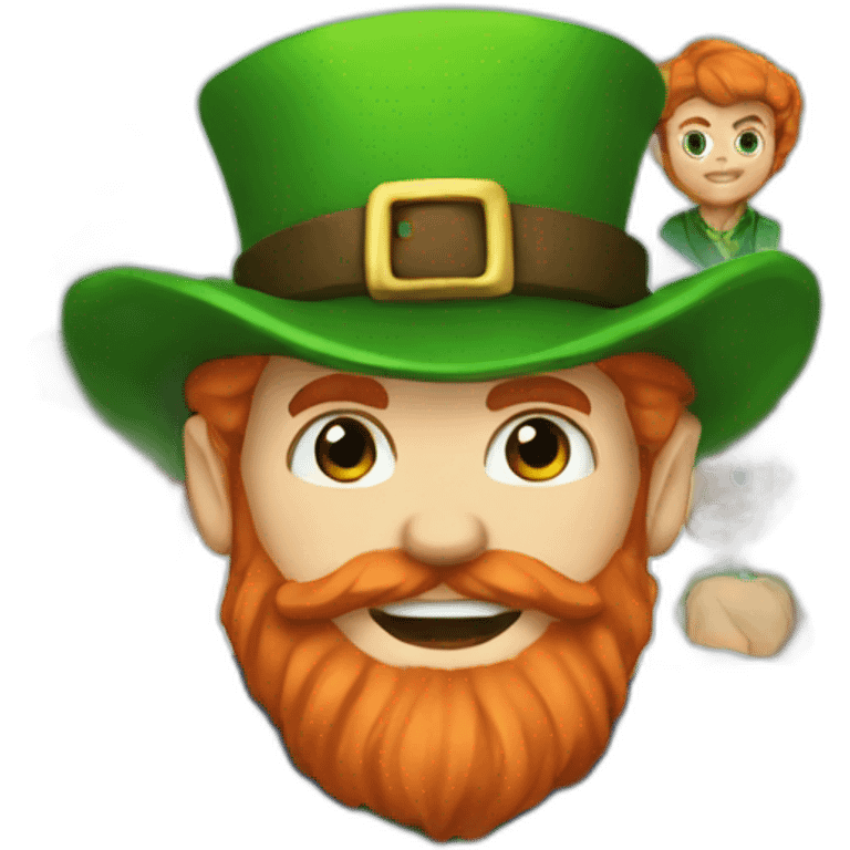 leprechaun in a blue hat and red beard emoji