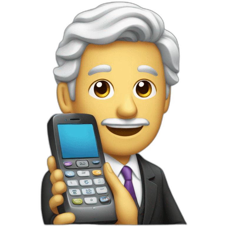 empresario teniendo una llamada telefonica con su celular emoji