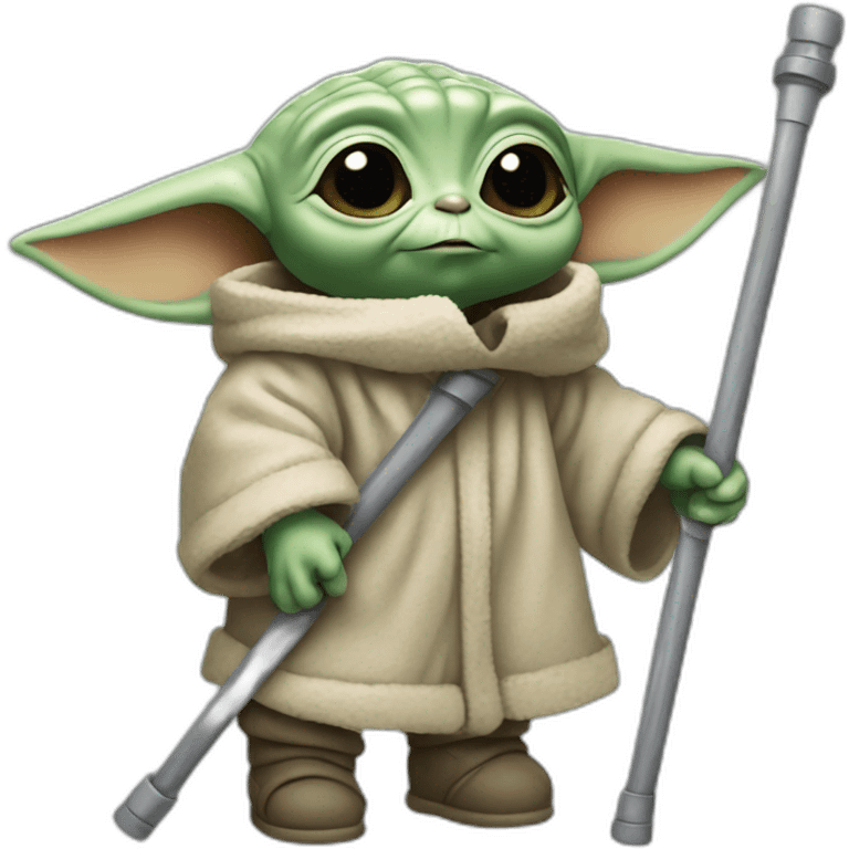 Baby Yoda with crutches emoji