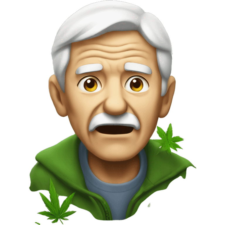 old man yells at weed leaf emoji