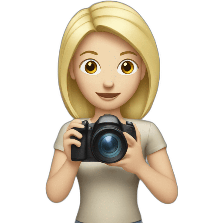 women with blonde hair holding a camera emoji