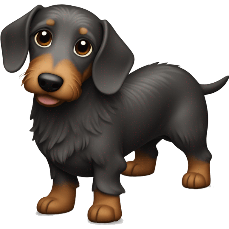 Very Wire haired wiener dog whole body dark color  emoji