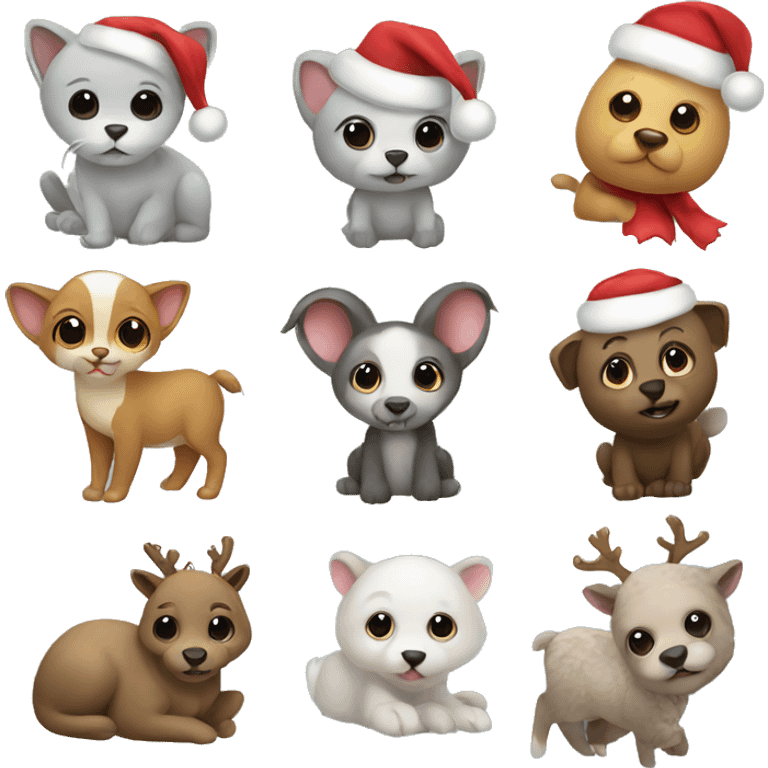 Cute christmas animals emoji