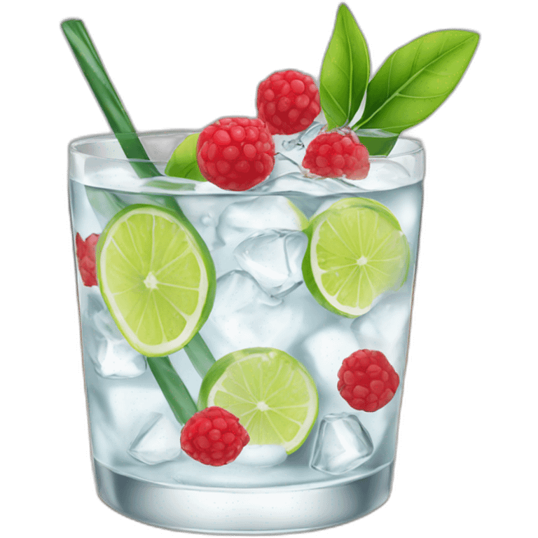 Gin tonic with red fruit emoji