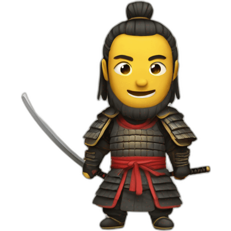 Epic Samurai with a flat smiling emoji emoji