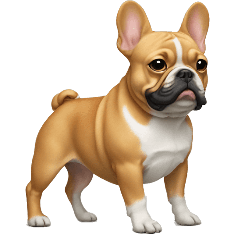 Donald trump riding a tan French bulldog emoji