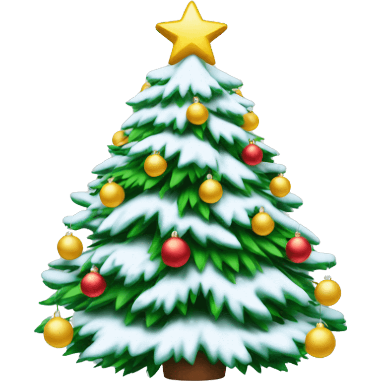 Snowy Christmas tree with nice decorations  emoji