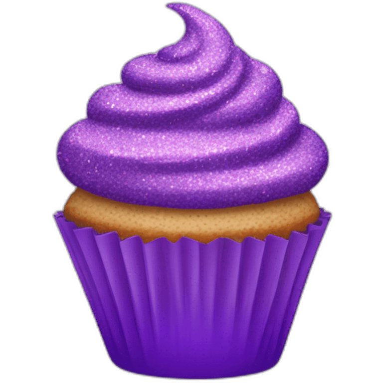 Happy purple glittery cupcake  emoji