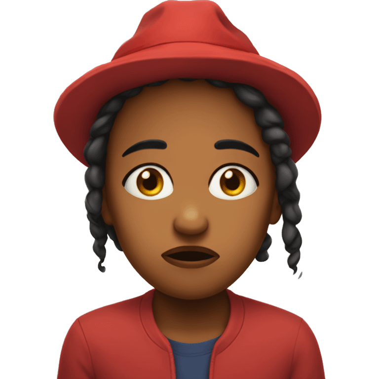 kamala being sad in a red hat emoji