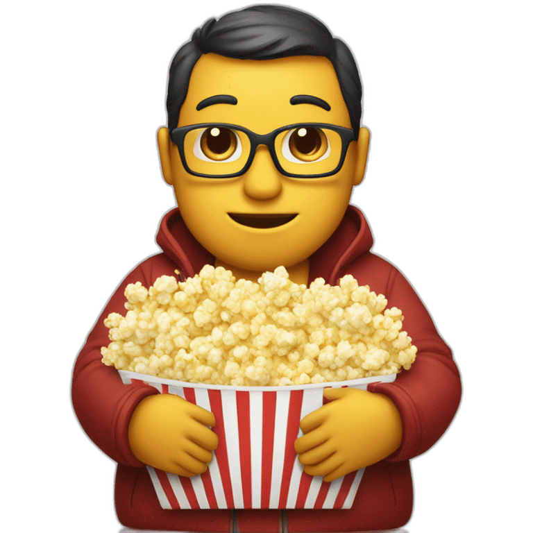 litte fat duck holding bag of popcorn emoji