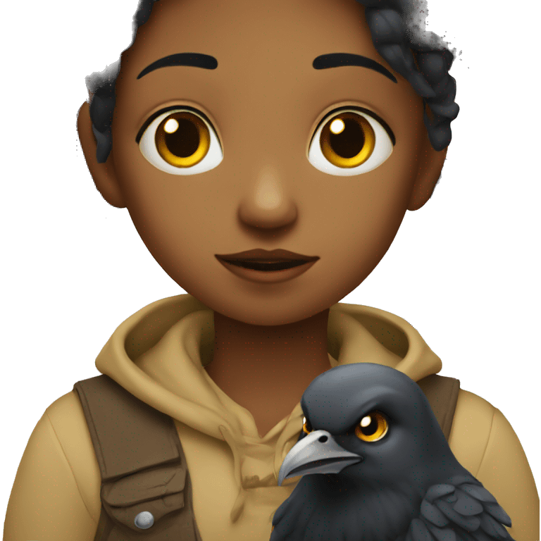 Girl with a crow emoji