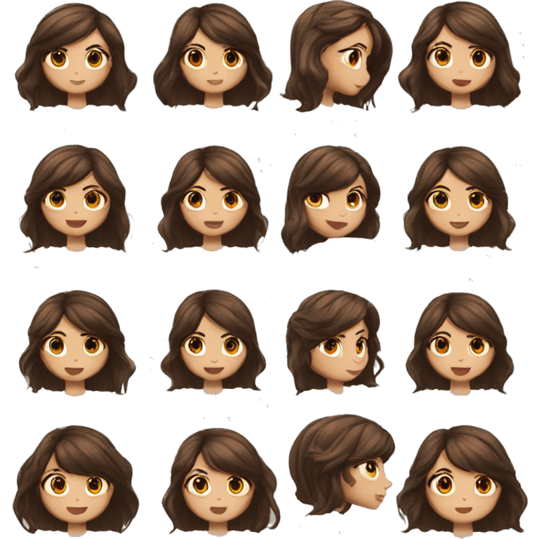 Emoji de chica cabello corto negro alisado ojos marrones labios rojos  emoji