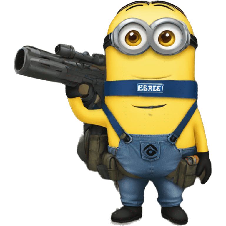 A Minion in survival gear under a tree    emoji