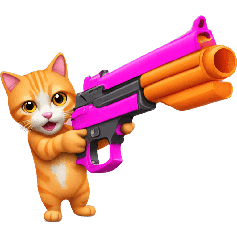 Orange cat with pink gun  emoji