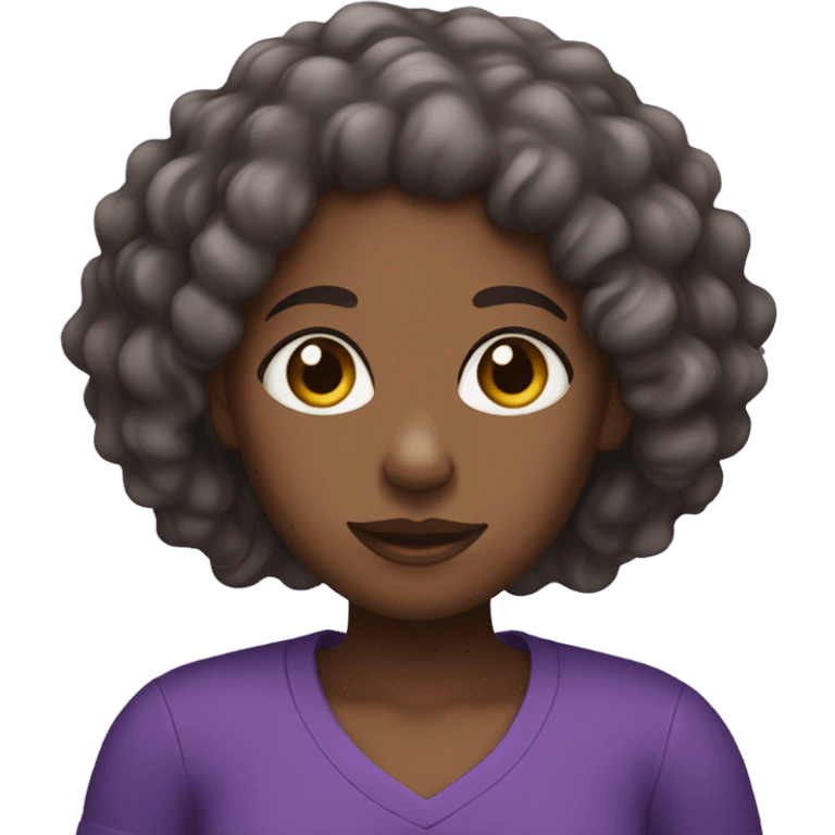 Black girl with curly hair in purple shirt emoji