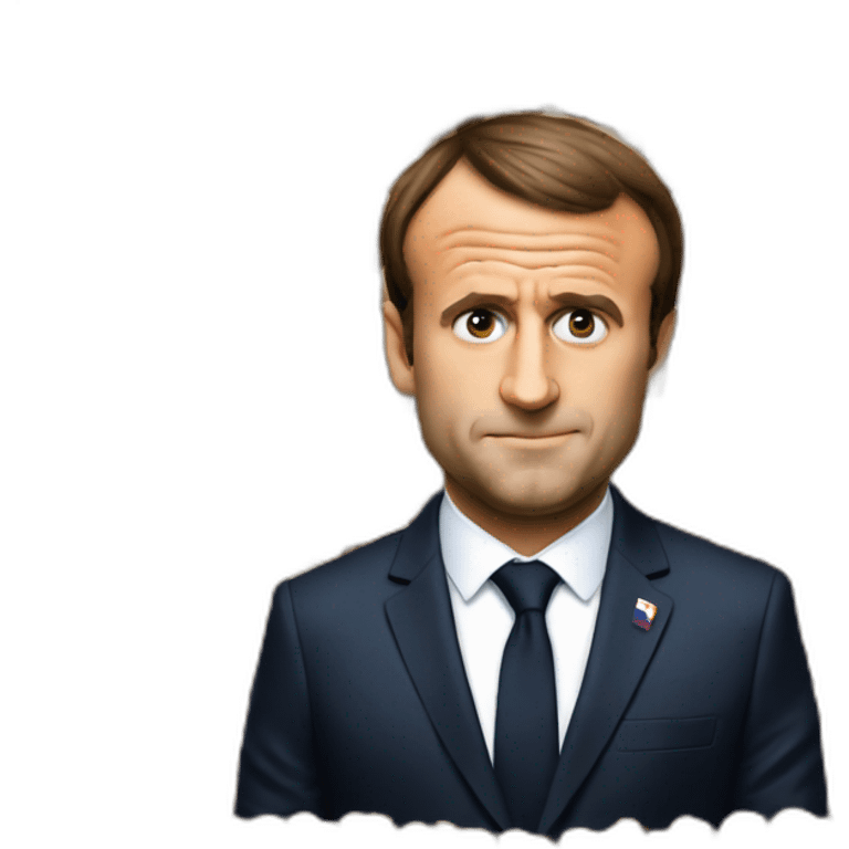 emmanuel macron with a poop in his head emoji