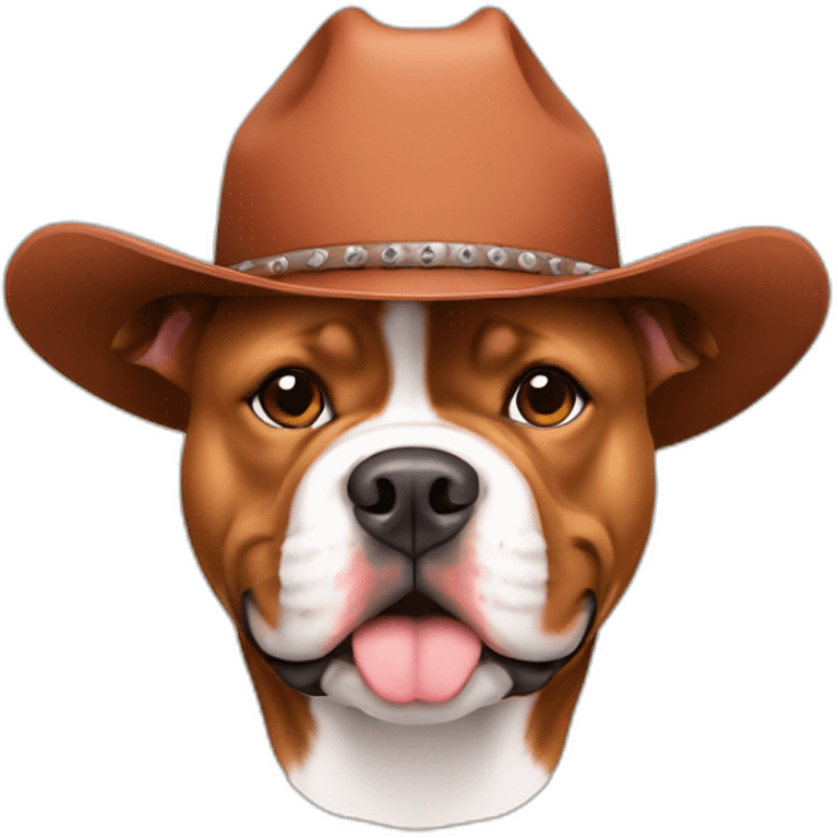 Red American bully without white splotch and with cowboy hat emoji