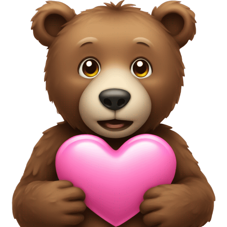 Bear holding a pink heart emoji