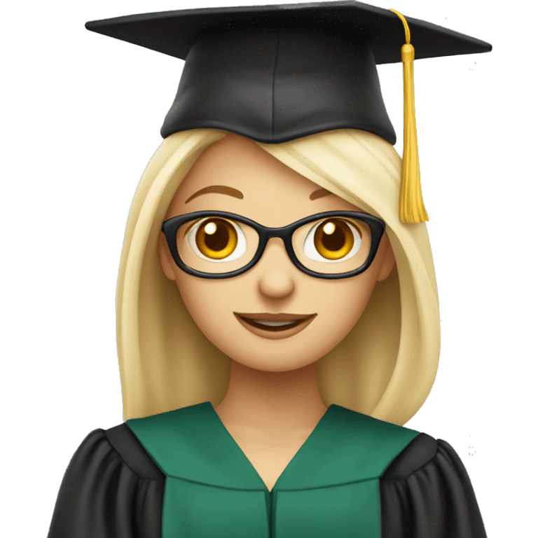 White skin blond female student with phd graduation hat emoji