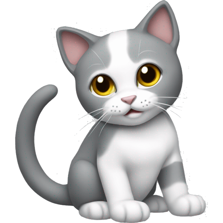 CAT grey white Play with toy  emoji