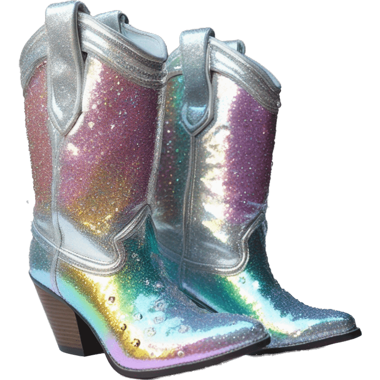 Iridescent Diamond bedazzled glitter cowboy boots Betsy Johnson emoji