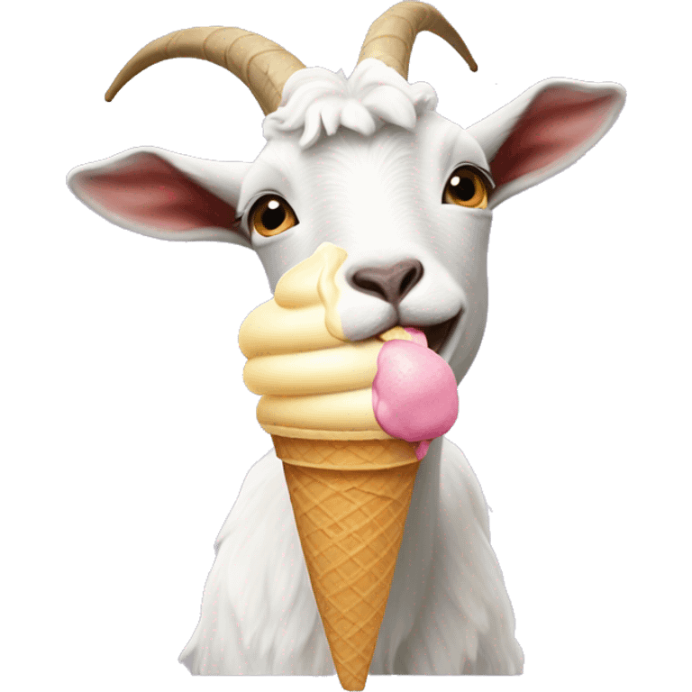 A goat licking a ice cream cone emoji