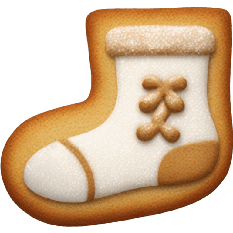 frosted gingerbread cookie shaped like a sock emoji