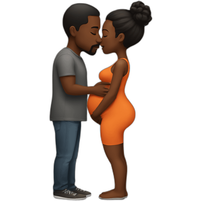 Pregnant black men kissing emoji