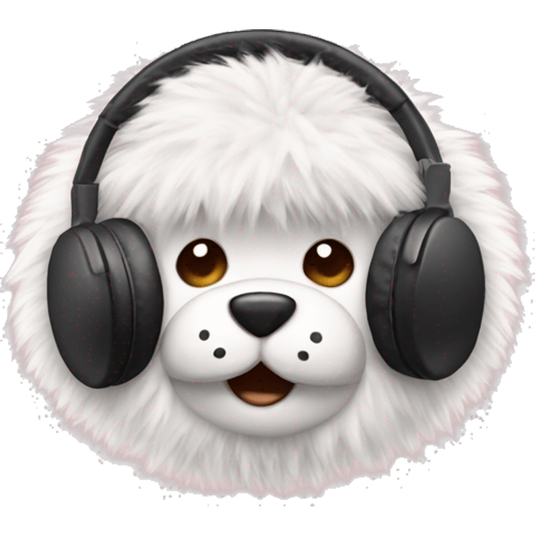 Fluffy fur headphones isolated  emoji